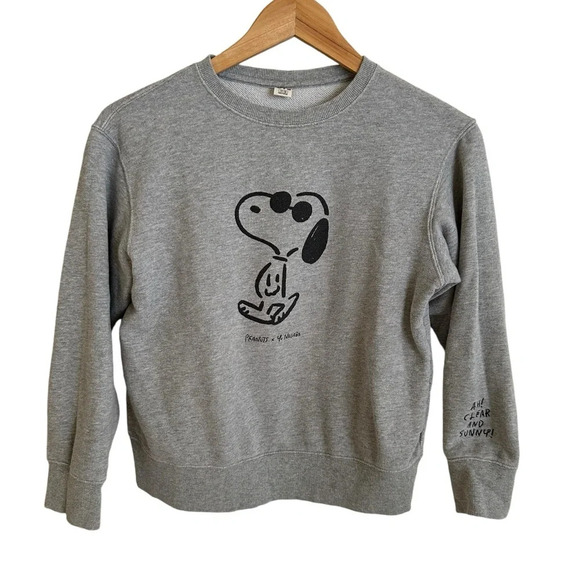 Uniqlo Kids 11-12 Peanuts X Yu Nagaba Gray Snoopy Crewneck Sweatshirt Joe Cool - Picture 1 of 6